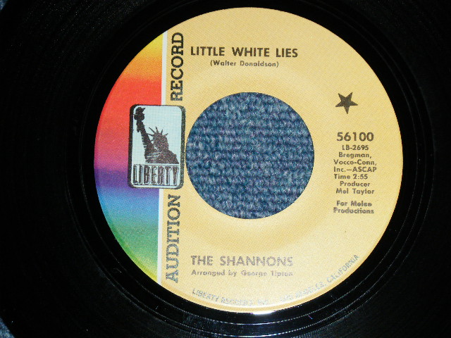 画像1: THE SHANNONS ( GIRL GROUP PRODUCED by MEL TAYLOR of The VENTURES ) - LITTLE WHITE LIE / ARE YOU SINCERE ( SMALL SIZE THIN TITLE LOGO  )   1968  US ORIGINAL 7"SINGLE