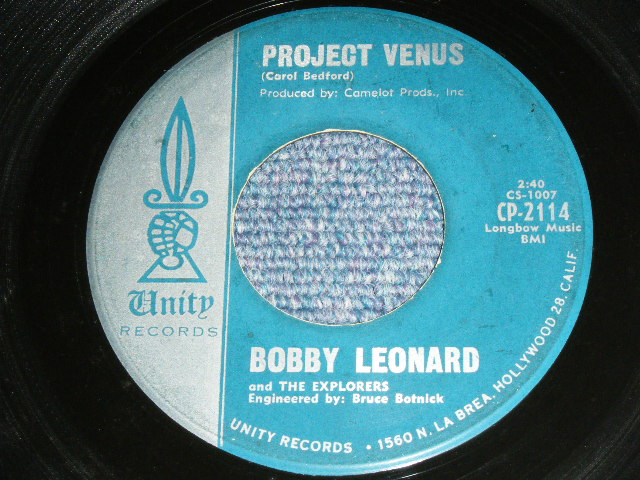 画像: BOBBY LEONARD ( BOB BOGLE )  - PROJECT VENUS / ROCKIN' SHIP  : 1964?  US ORIGINAL MOSS GREEN Label