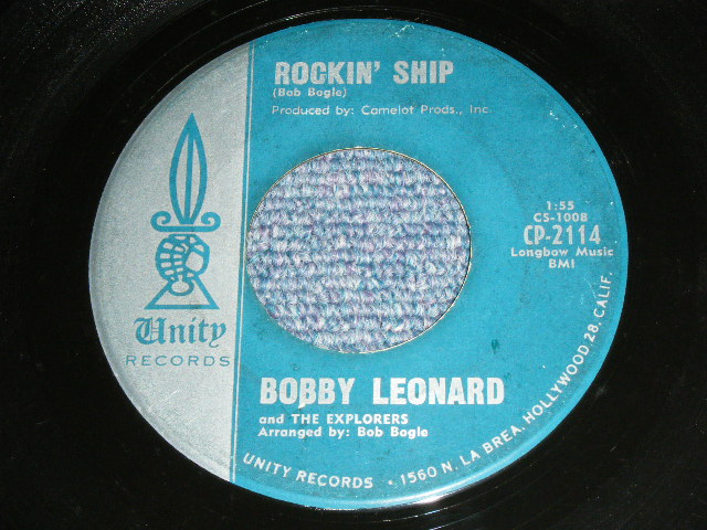 画像1: BOBBY LEONARD ( BOB BOGLE )  - PROJECT VENUS / ROCKIN' SHIP  : 1964?  US ORIGINAL MOSS GREEN Label
