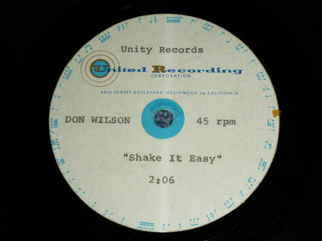 画像: DON　LEE WILSON - THE SWIM  / SHAKE IT EASY  ( UNRELEASED DIFFERENT VERSION )  : 1960's US ORIGINAL  TEST PRESS for ACCETATE 8" Single  