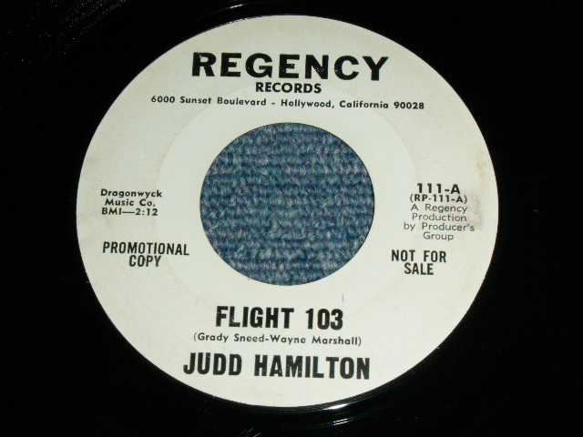 画像1: JUDD HAMILTON - FLIGHT 103 / INITIALS ON A TREE :  US ORIGINAL WHITE LABEL PROMO 