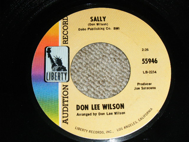 画像1: DON LEE WILSON -  SALLY  / KISS TOMORROW GOODBYE    :   1967  US ORIGINAL Audition Promo 7 Single 