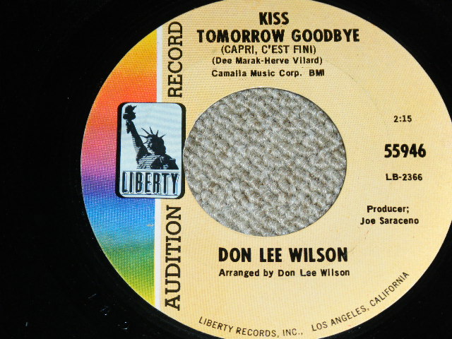 画像: DON LEE WILSON -  SALLY  / KISS TOMORROW GOODBYE    :   1967  US ORIGINAL Audition Promo 7 Single 