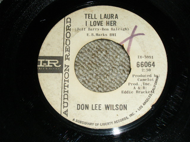 画像1: DON LEE WILSON -  TELL .LAULA I LOVE HER ( THIN LOGO STYLE ) / ANGEL      1964  US ORIGINAL White Label Promo 7 Single 