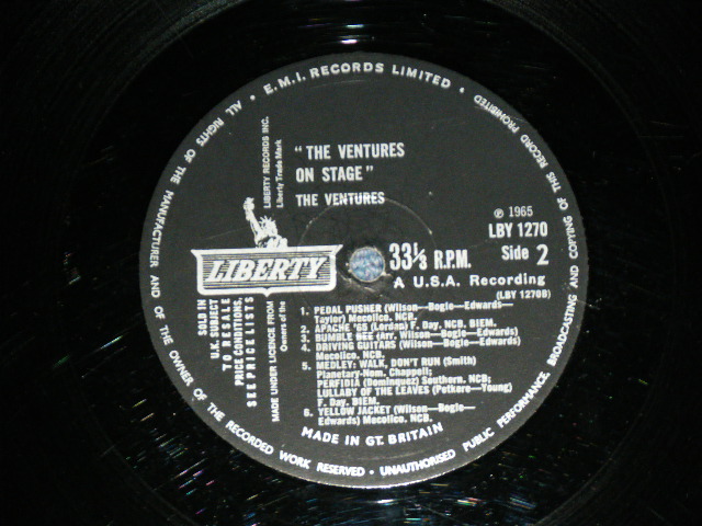 画像: THE VENTURES ON STAGE   Black With Silver Print label  Label 