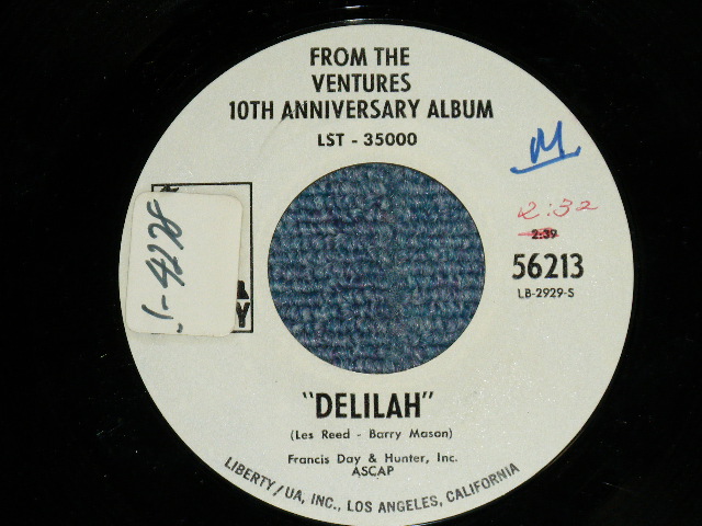 画像: DELILAH　： FROM THE VENTURES 10TH ANNIVERSARY ALBUM  (Promo Only Same Flip : Mono-Stereo ) 