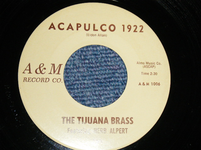 画像1: THE TIJUANA BRASS Featuring HERB ALPERT - A) THE LONELY BULL (with MEL TAYLOR) B) ACAPULCO 1922    :1962 US AMERICA ORIGINAL 7" Single