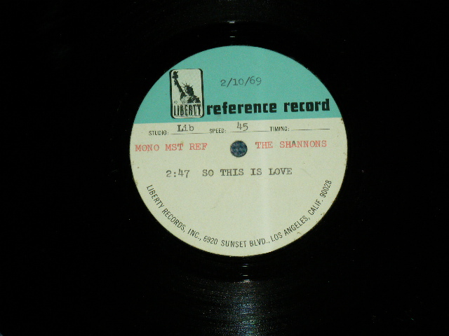 画像1: THE SHANNONS ( Produced by MEL TAYLOR of THE VENTURES ) - SO THIS IS LOVE     1969 US ORIGINAL One Sided TEST PRESS for ACCETATE 10" Single  