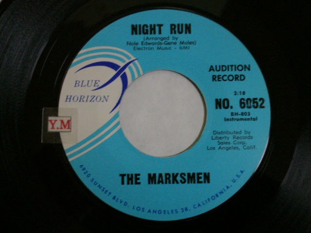 画像1: THE MARKSMEN - NIGHT RUN / SCRATCHE US ORIGINAL PROMO Single With BLACK PRINTING on TITLE 