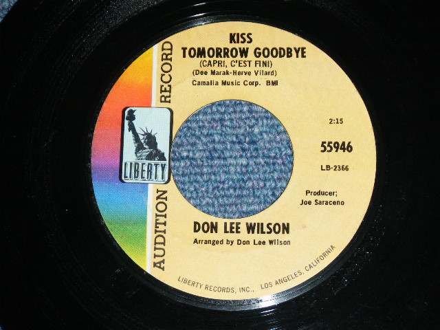 画像: DON LEE WILSON -  SALLY  ( LIGHT THIN  STYLE LOGO ) / KISS TOMORROW GOODBYE       1967  US ORIGINAL Audition Promo 7 Single 