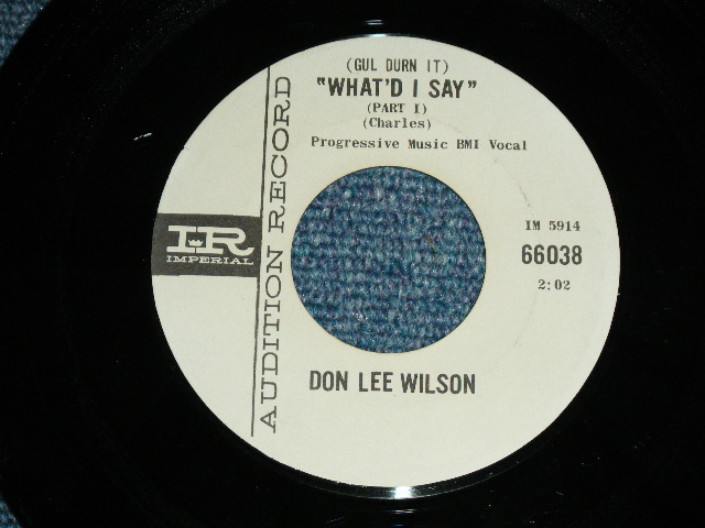 画像1: DON LEE WILSON -  WHAT'D I SAY  / T'AINT FUNNY       1964  US ORIGINAL White Label Promo 7 Single 