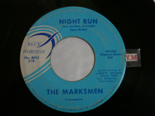 画像1: THE MARKSMEN - NIGHT RUN / SCRATCHE US ORIGINAL  Single With BLUE PRINTING on TITLE 