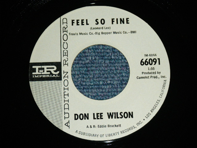 画像1: DON LEE WILSON -  FEEL SO FINE / ANGEL        1965  US ORIGINAL White Label Promo 7 Single 