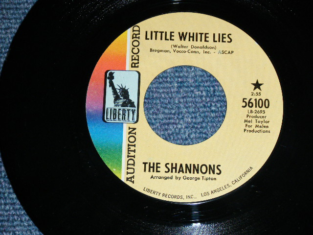 画像1: THE SHANNONS ( GIRL GROUP PRODUCED by MEL TAYLOR of The VENTURES ) - LITTLE WHITE LIE / ARE YOU SINCERE ( BIG SIZE TITLE LOGO  )   1968  US ORIGINAL 7"SINGLE