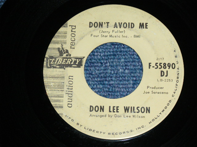 画像1: DON LEE WILSON -  DON'T AVOID ME ( OLD STYLE LOGO ) / SALLY      1966  US ORIGINAL Audition Promo 7 Single 