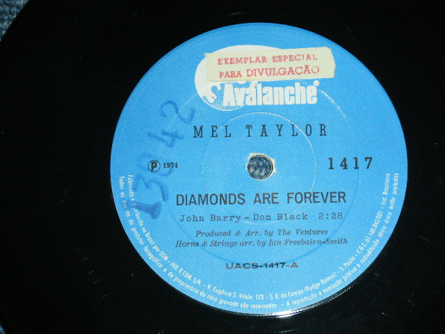 画像1: MEL TAYLOR - DIAMOND ARE FOREVER  / BONDLERO    BRAZIL  ORIGINAL 7" SINGLE 